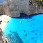 overhead image of yacht charter greece boats in Shipwreck bay