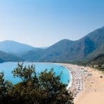 view looking down on a beach in turkey