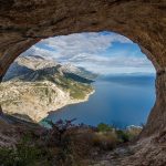 view through a cove in Croatia of the ocean