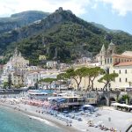 view of the coastline with houses on a luxury amalfi coast yacht charter