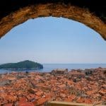 view through an arch of a Dubrovnik yacht charter