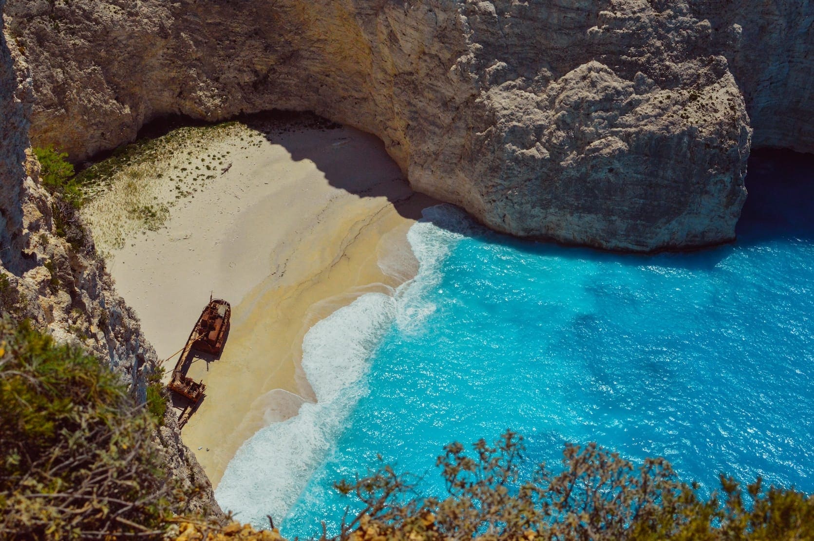 shipwreck beach in Zante on an ionian sailing itinerary